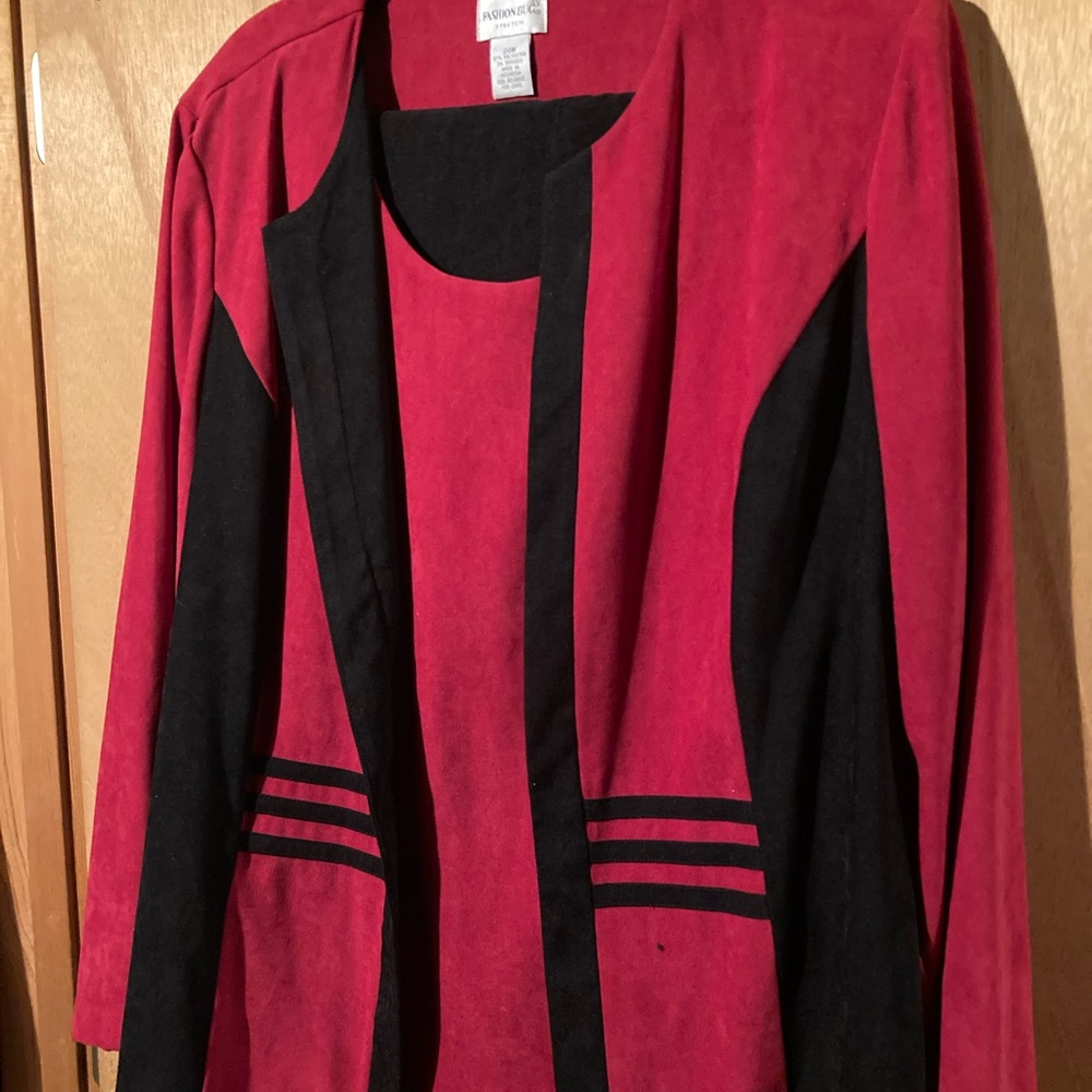 Red and Black Velveteen Pantsuit